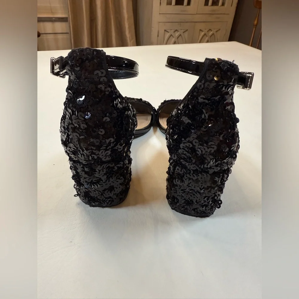 Kelly and Katie black sequin block heels size 7 prom party - Picture 6 of 9